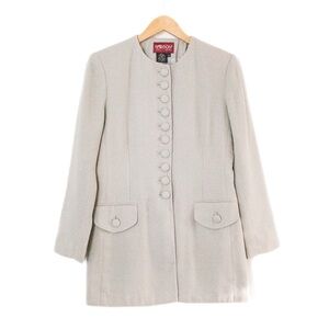 Sasson | Vintage 80’s/90's Two Piece Taupe Blazer & Skirt Women's Suit | Size 4